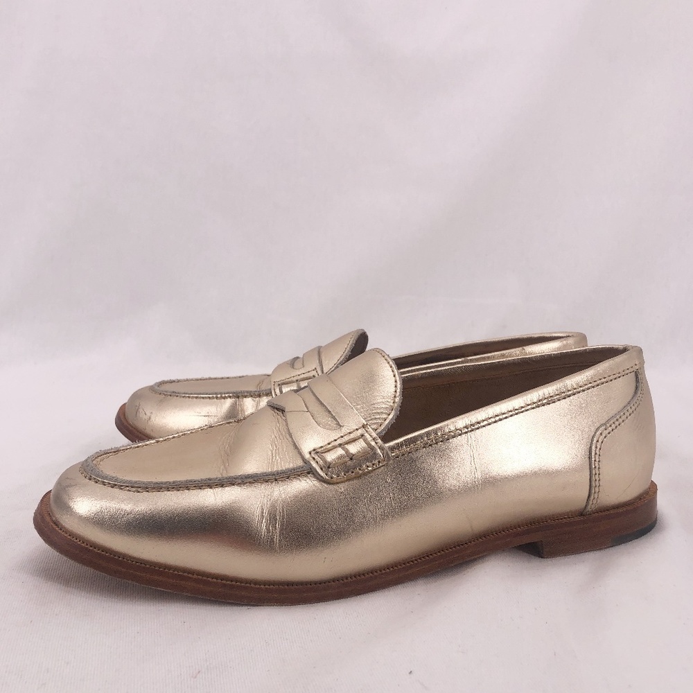 J Crew Nora Brushed Gold Penny Loafers